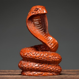 黄花梨十二生肖蛇摆件招财实木雕刻家居办公装饰风水红木工艺品