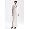 APOZi collection画轴系列新中式夏季荡领连衣裙休闲系带白色长裙