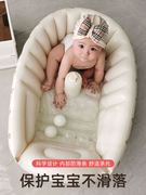 新生儿宝宝充气浴盆，可坐躺婴儿洗澡盆加厚大号儿童，旅行便携折叠盆