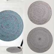 印度进口纯棉手工编织素色圆形地毯现代简约卧室书房床边毯地垫