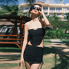 泳衣女2024分体裙式三件套抹胸显瘦遮肉黑色性感高级度假温泉