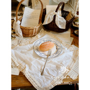 法式浪漫餐桌白色田园纯棉流苏蕾丝餐布方巾盖巾桌布餐垫