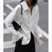 职业雪纺衬衫女长袖设计感小众春秋洋气，别致上衣气质白色衬衣