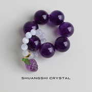 天然紫水晶手链念珠，手捻手串葡萄跑环指尖，小串紫色复古小众礼物