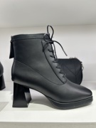 门店奥康女鞋2023冬季马丁靴拉链短筒黑色1232011052