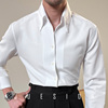 juesion气质纯白色衬衫男长袖春季垂感衬衣，休闲商务抗皱寸衣