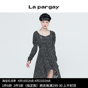 纳帕佳2023秋冬女式设计感小众，连衣裙浪漫长袖收腰不规则裙子