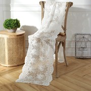 法式唯美白色立体绣花棉线蕾丝桌旗婚庆装饰长方形茶几布盖巾布艺