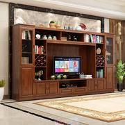 实木电视柜一体组合墙柜现代简约客厅高柜影视柜多功能酒柜储物柜