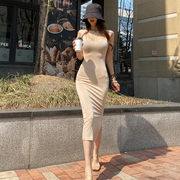 韩国东大门网红夏季修身性感女人味显身材开叉，无袖包臀连衣裙