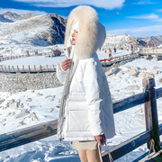 欧美2023冬季羽绒服女中长款显瘦白鸭绒加厚保暖羽绒外套
