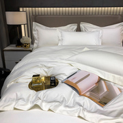 120高端支匹马棉贡缎四件套纯色五星级酒店风全棉被套床笠床上用