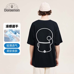 DORAEMON/哆啦A梦日系机器猫插画印花圆领纯棉短袖t恤 425190