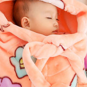 宝宝包被初生新生婴儿童外出斗篷抱被珊瑚法兰绒秋冬天厚毛毯背被