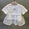 韩国童装2024夏装款女童，拼接网纱短袖上衣，儿童女宝宝洋气宽松t恤