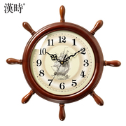 汉时钟表挂钟客厅家用时钟，个性创意欧式壁钟静音实木船舵挂钟hw39