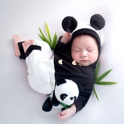 新生儿婴儿摄影道具小熊猫主题，男女宝宝百天拍照服影楼主题套装