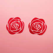 绽放的红色玫瑰花~乳贴性感一次性胸贴透气自粘乳头贴