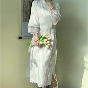 新中式连衣裙复古国风气质名媛，高端奢华大牌，小个子蕾丝裙子女夏季