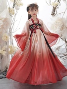 汉服女童中国风复古纱裙，儿童超仙古风，连衣裙中大童夏唐装襦裙