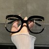 LP眼镜欧美大框黑色时尚街拍个性镜框架圆形2023年辣妹装饰镜