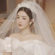 超仙头饰韩式新娘头纱发饰，复古结婚婚纱礼服配饰高级感大气