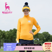 SVG高尔夫服装女春秋高领羊毛衫女款针织衫100%纯羊毛套头毛衣