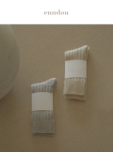 enndou奶白+浅灰双色羊绒袜套装100%纯山羊绒
