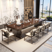 新中式实木茶桌板组合大椅茶台原木茶几客k厅公套禅意办整室泡茶
