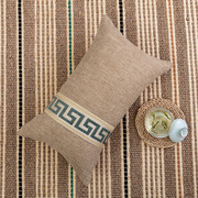 新中式棉麻沙发抱枕套简约现代客厅靠长方形纯色腰枕床头大靠背