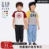 gap男婴幼童2024春夏新纯棉小熊logo撞色短袖t恤儿童装上衣890235