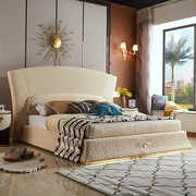 轻奢布艺软床意式主卧室定制高档样板间后现代1.8米真皮双人婚床