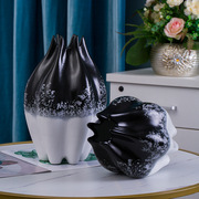 陶瓷工艺品摆件干花客厅异形插花创意肌理纹陶瓷花瓶轻奢风花瓶