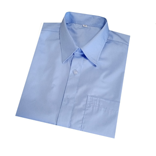 定制夏装工衣浅蓝色短袖男装，衬衫白色长袖，女式衬衣工厂车间工作服
