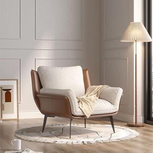 奥特莱斯现代简约单人沙发椅意式极简设计师客厅，阳台棉麻布艺轻奢
