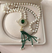 青岛饰品 天然珍珠 高端奢华 70㎝满钻手工串珠毛衣项链