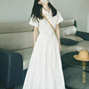 miu系小香风套装2024夏季学院风白色衬衫+垂感半身裙jk制服两件套