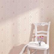 (送胶)加厚竖条纹壁纸温馨粉色客厅卧室3欧式田园无纺布墙纸环保