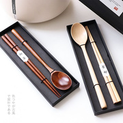 木质便携勺筷套装木勺，日式长柄实木汤勺调羹，木质餐具环保日韩勺筷