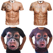 3d印花大猩猩短袖t恤男士，搞怪滑稽猴子，个性搞笑大码冰丝半袖衣服