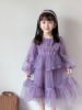 2023童装秋装3-8岁女童紫色连衣裙纱裙女宝宝洋气时髦春秋