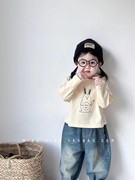儿童上衣韩版秋季女童卡通兔子印花圆领，长袖t恤宝宝可爱百搭打底