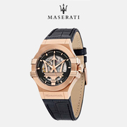玛莎拉蒂三叉戟自动机械表手表潮流男士时尚腕表镂空表盘夜光