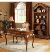 美式实木书桌书椅组合书房，卧室小电脑桌置物桌，欧式写字台家用办公