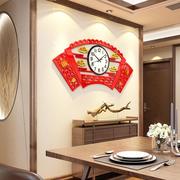 中式子钟表墙贴3d扇立体客自34822厅墙壁贴画电视背景挂墙面装饰