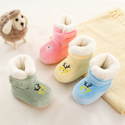 新生婴儿鞋袜秋冬季不掉3689个月，学步软底加绒01岁宝宝棉鞋