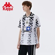 Kappa卡帕男子2024夏季满印短袖运动休闲翻领T恤KPCEBPD50X