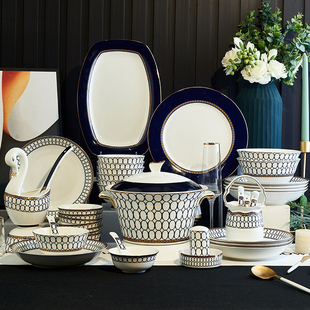 碗碟套装家用高档餐具景德镇骨瓷，碗盘陶瓷套碗，北欧碗筷盘子碟组合