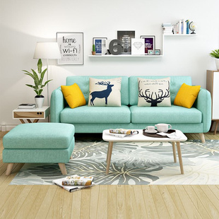 北欧风格布艺沙发小户型简约现代客厅，单双人(单双人)三人整装日式公寓
