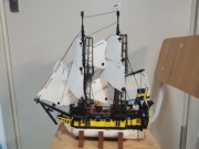 东积院六级舰近海巡逻风帆战舰航海摆件，拼装积木模型moc定制